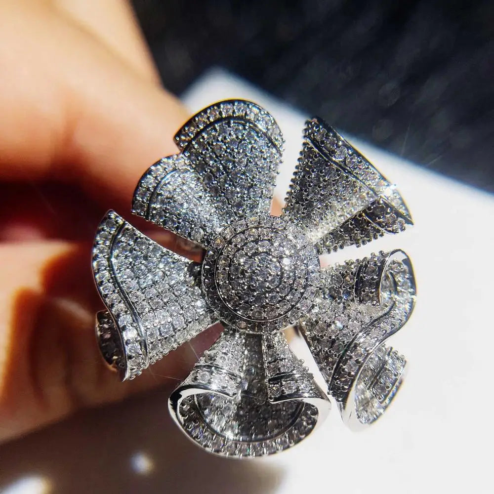 Shiny Diamond Flower Style Women's Ring - Premium from vistoi shop - Just $24.41! Shop now at vistoi shop