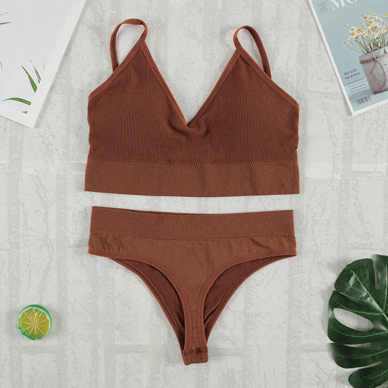 Bra Set Underwear Set Women Panties G-String Tank 2Pcs - Premium from vistoi shop - Just $19.99! Shop now at vistoi shop