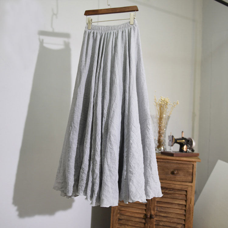 Sherhure Women Cotton And Linen Long Skirts Elastic 2023 - Premium from vistoi shop - Just $34.99! Shop now at vistoi shop