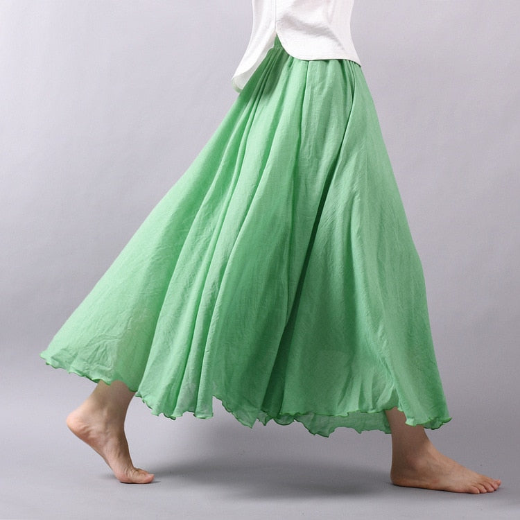 Skirt Linen Cotton Vintage Long Skirts Elastic Waist 2023 The Best - Premium from vistoi shop - Just $34.99! Shop now at vistoi shop