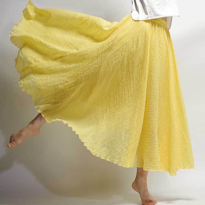 Skirt Linen Cotton Vintage Long Skirts Elastic Waist 2023 The Best - Premium from vistoi shop - Just $34.99! Shop now at vistoi shop