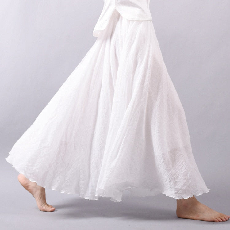Skirt Linen Cotton Vintage Long Skirts Elastic Waist 2023 The Best - Premium from vistoi shop - Just $34.99! Shop now at vistoi shop