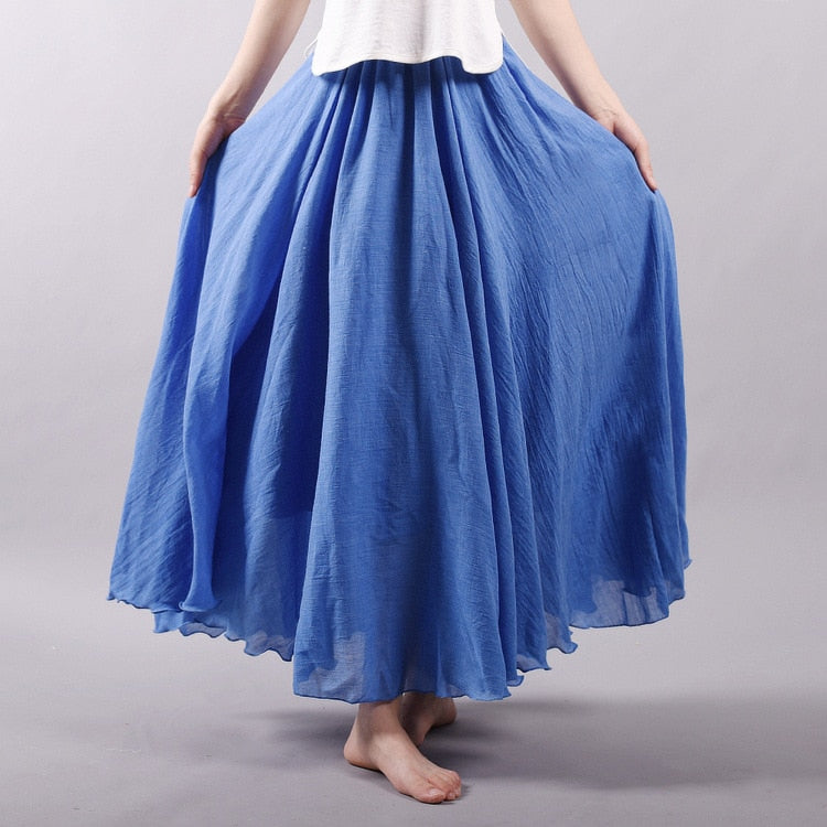 Sherhure Women Cotton And Linen Long Skirts Elastic 2023 - Premium from vistoi shop - Just $34.99! Shop now at vistoi shop