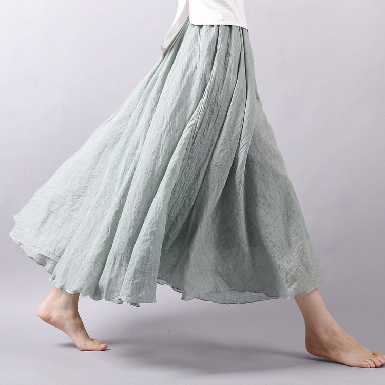 Sherhure Women Cotton And Linen Long Skirts Elastic 2023 - Premium from vistoi shop - Just $34.99! Shop now at vistoi shop