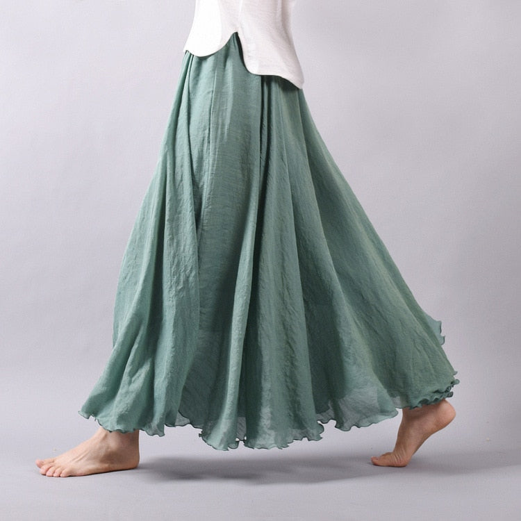 Skirt Linen Cotton Vintage Long Skirts Elastic Waist 2023 The Best - Premium from vistoi shop - Just $34.99! Shop now at vistoi shop