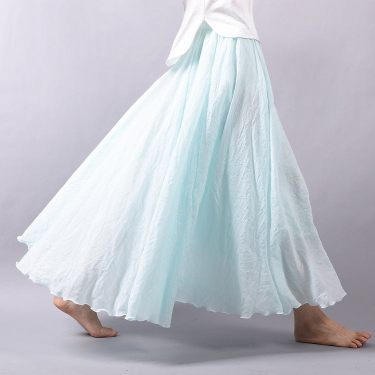 Sherhure Women Cotton And Linen Long Skirts Elastic 2023 - Premium from vistoi shop - Just $34.99! Shop now at vistoi shop