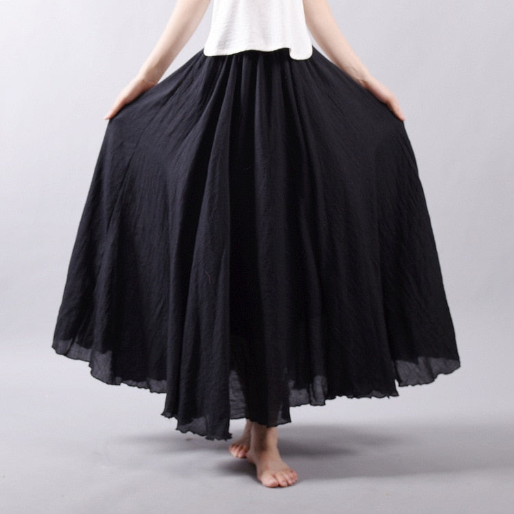 Sherhure Women Cotton And Linen Long Skirts Elastic 2023 - Premium from vistoi shop - Just $34.99! Shop now at vistoi shop