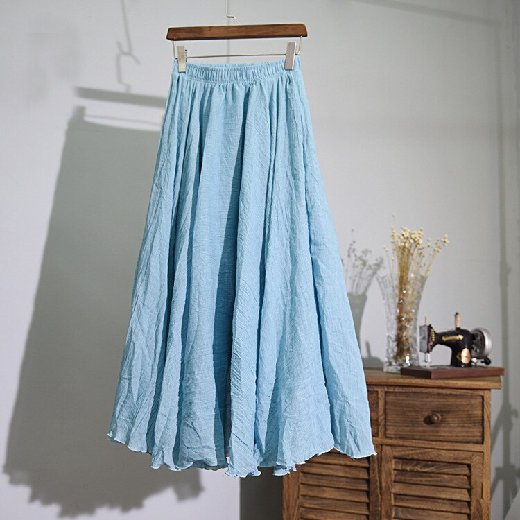 Skirt Linen Cotton Vintage Long Skirts Elastic Waist 2023 The Best - Premium from vistoi shop - Just $34.99! Shop now at vistoi shop