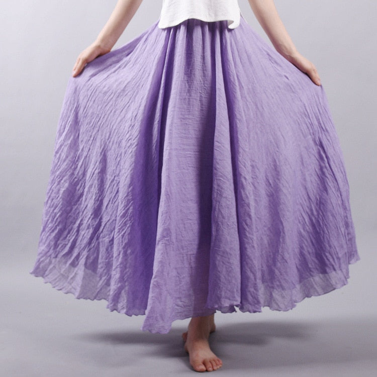 Sherhure Women Cotton And Linen Long Skirts Elastic 2023 - Premium from vistoi shop - Just $34.99! Shop now at vistoi shop