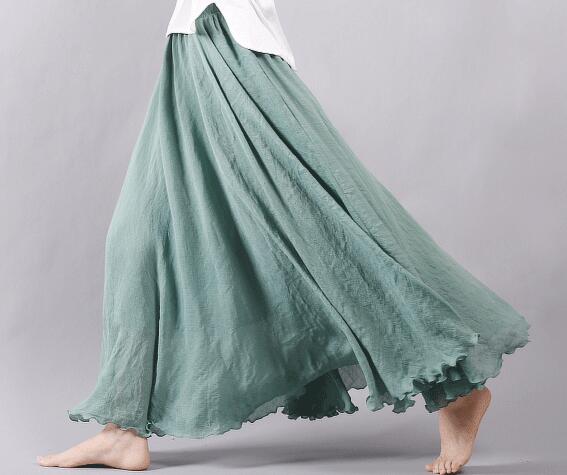 Sherhure Women Cotton And Linen Long Skirts Elastic 2023 - Premium from vistoi shop - Just $34.99! Shop now at vistoi shop