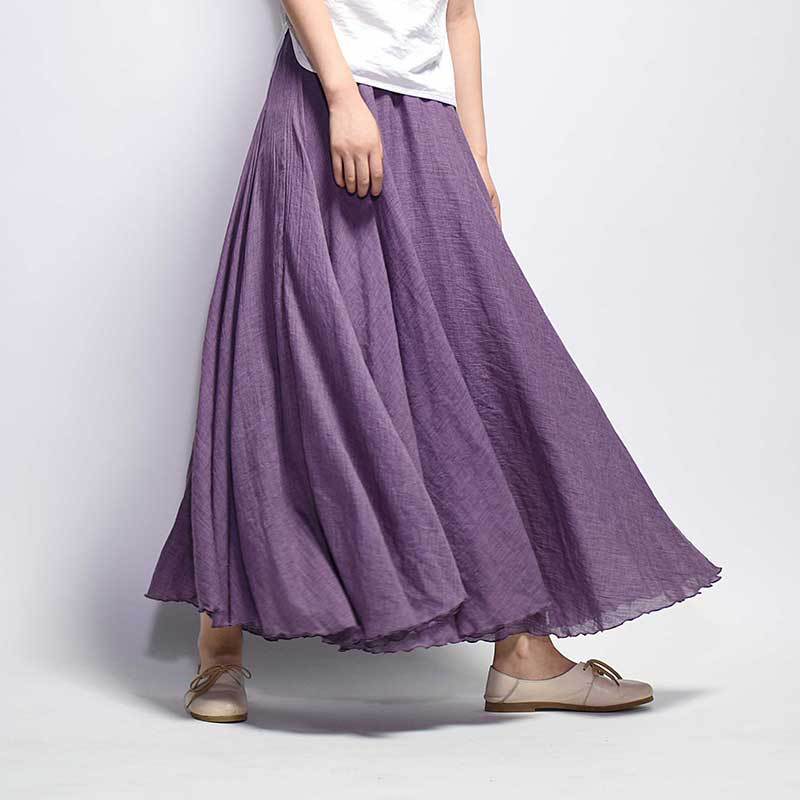 Skirt Linen Cotton Vintage Long Skirts Elastic Waist 2023 The Best - Premium from vistoi shop - Just $34.99! Shop now at vistoi shop