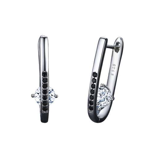 2023 New Black Hoop Earrings For Women Classic Silver Color Trendy Spinel Engagement Fashion Jewelry - Premium from vistoi shop - Just $29.99! Shop now at vistoi shop