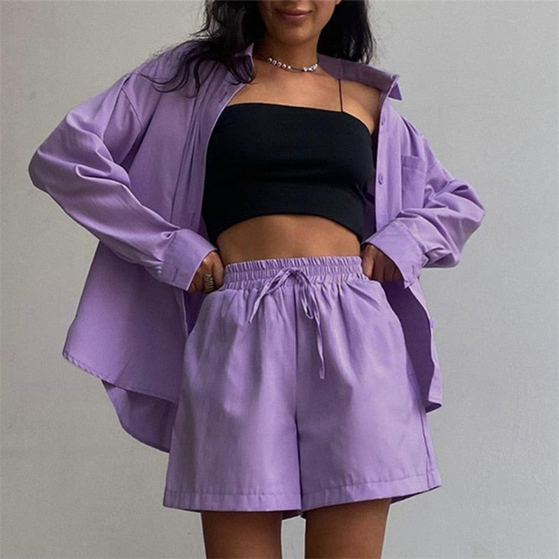 New Mini Shorts Cotton Stretch Waist, Two Pieces Sets Ladies 2023 - Premium from vistoi shop - Just $39.99! Shop now at vistoi shop