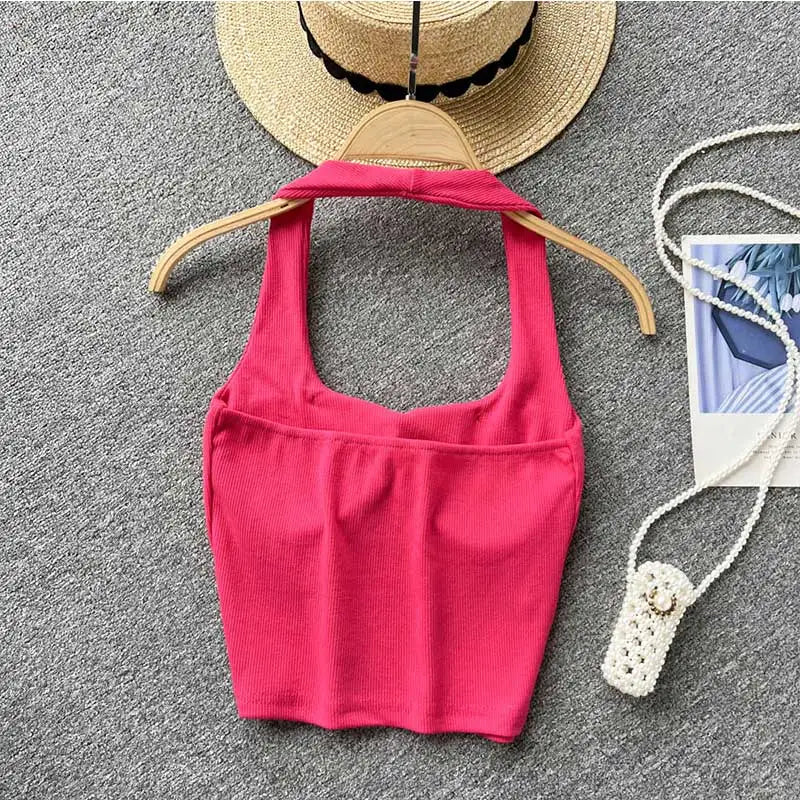 Off Shoulder Halter Camisole Summer Sleeveless Skinny 2023 Ladies Fashion - Premium from vistoi shop - Just $24.99! Shop now at vistoi shop