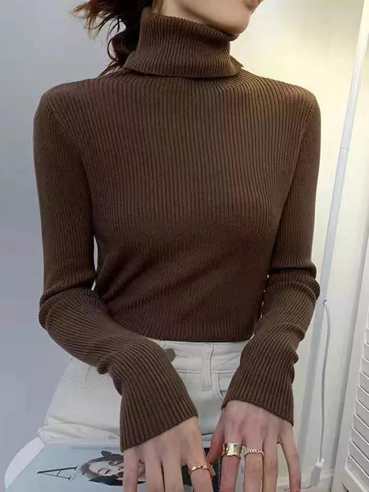 New Pullover Women Turtleneck Sweater Autumn Long 2023