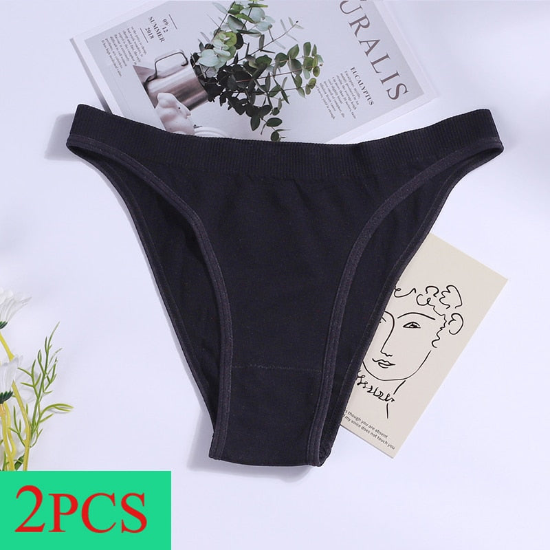2PCS Women Panties Set Seamless Underwear Low Rise Briefs Underpants - Premium from vistoi shop - Just $19.99! Shop now at vistoi shop