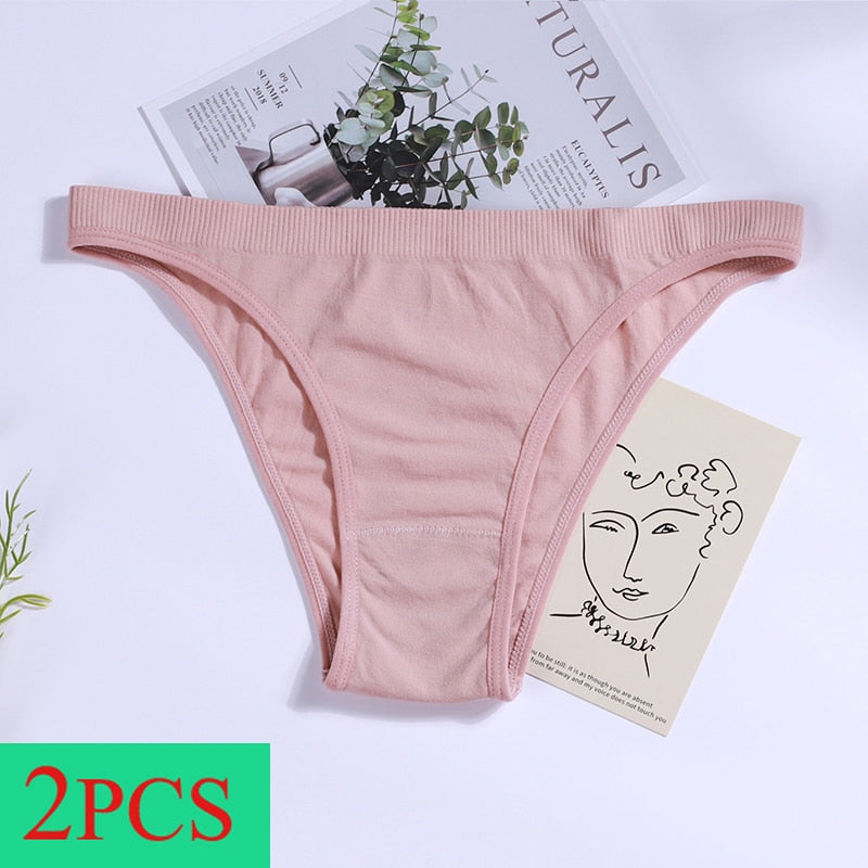 2PCS Women Panties Set Seamless Underwear Low Rise Briefs Underpants - Premium from vistoi shop - Just $19.99! Shop now at vistoi shop