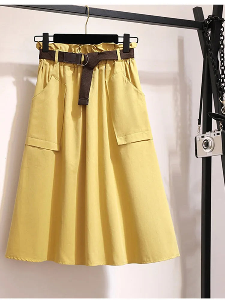 Midi Knee Length Summer Autumn Skirt Women Skirt - Premium from vistoi shop - Just $29.99! Shop now at vistoi shop