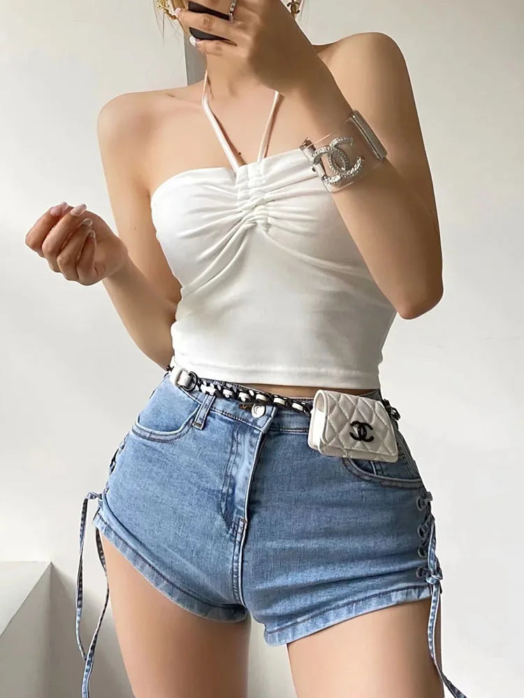 Women Ruched Halter Neck Cami Top Camisole - Premium from vistoi shop - Just $14.99! Shop now at vistoi shop