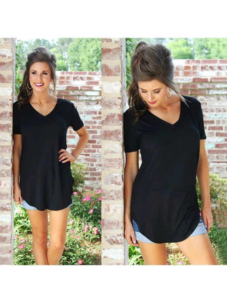 Women's T-shirt Summer Basic Long T Shirt Top Women - Premium from vistoi shop - Just $19.99! Shop now at vistoi shop