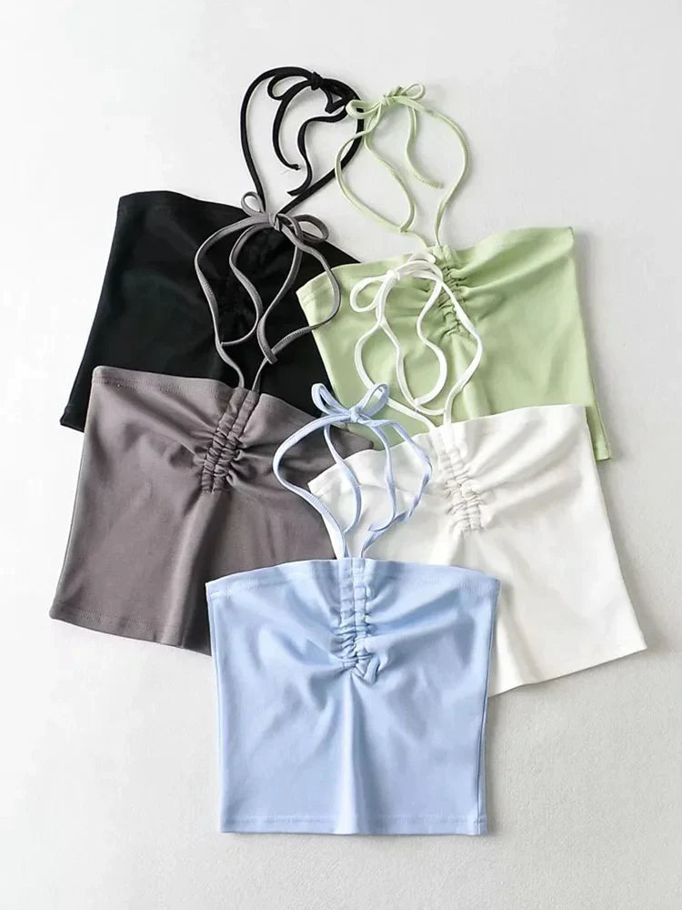 Women Ruched Halter Neck Cami Top Camisole - Premium from vistoi shop - Just $14.99! Shop now at vistoi shop