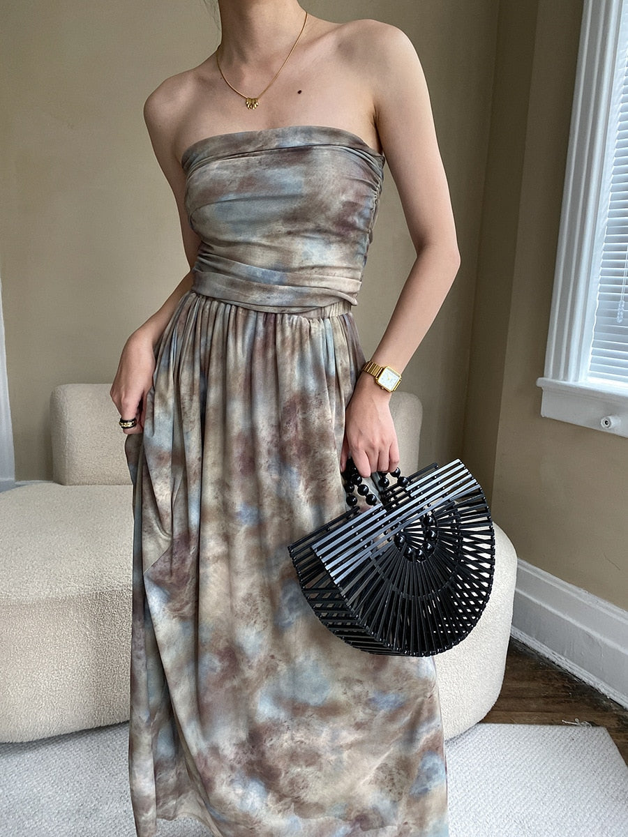 Women Strapless Elegant Clothes Tank Top With Long Skirt - Premium from vistoi shop - Just $44.99! Shop now at vistoi shop