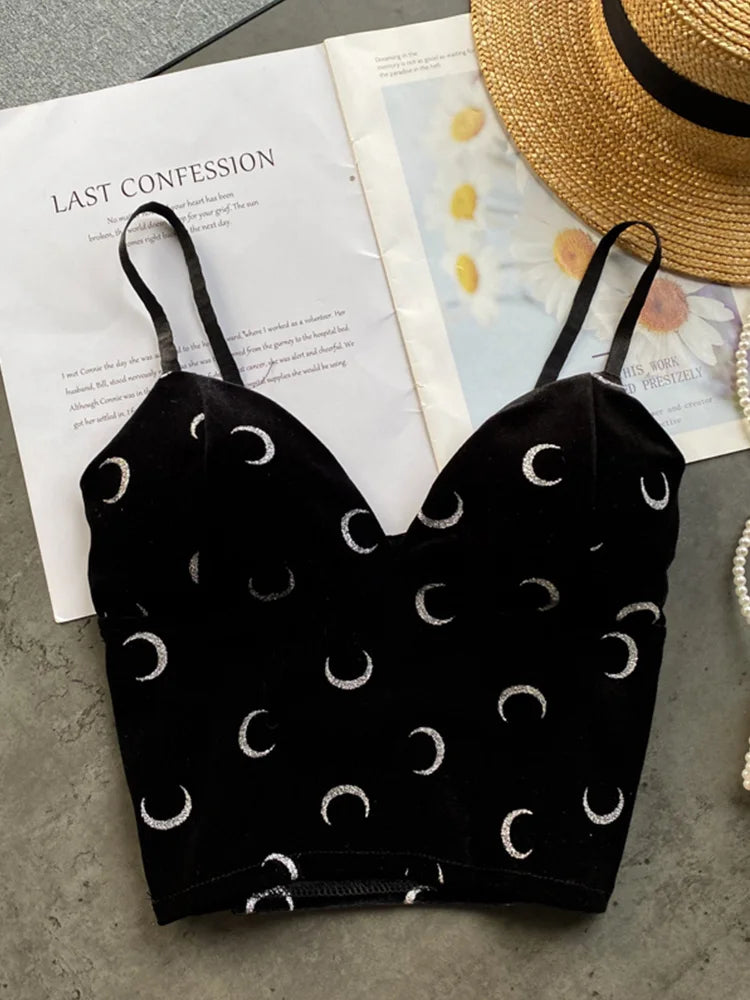 Backless Slim Tank Top Chic Print Shoulder Short Camis - Premium from vistoi shop - Just $14.99! Shop now at vistoi shop