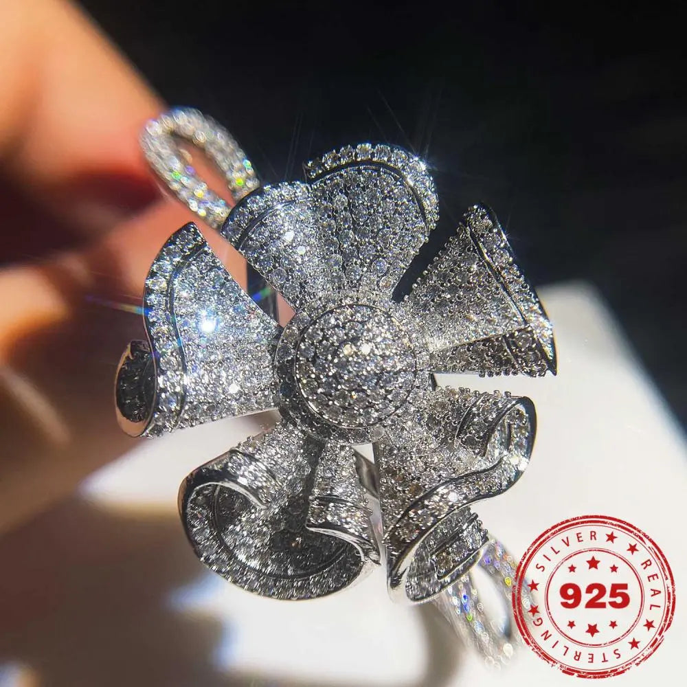 Shiny Diamond Flower Style Women's Ring - Premium from vistoi shop - Just $24.41! Shop now at vistoi shop