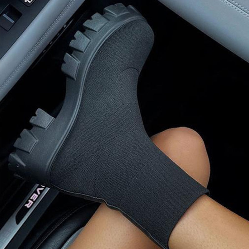 Boots Short Knitting Platform Boots Autumn Winter Shoes For Women - Premium from vistoi shop - Just $29.99! Shop now at vistoi shop