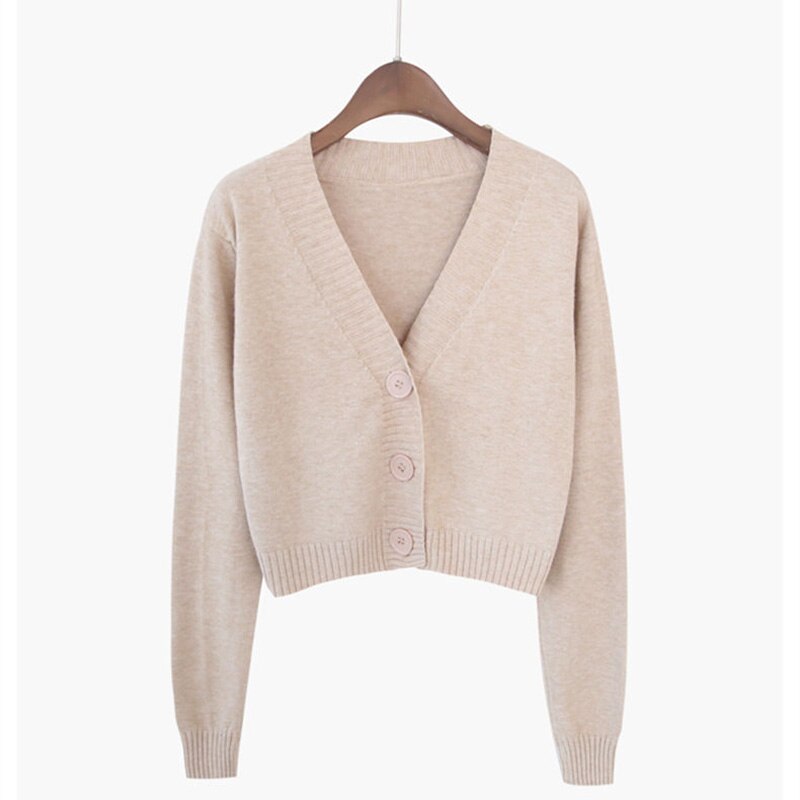 Knitted Crop Cardigan Women Korean Short Sweater
