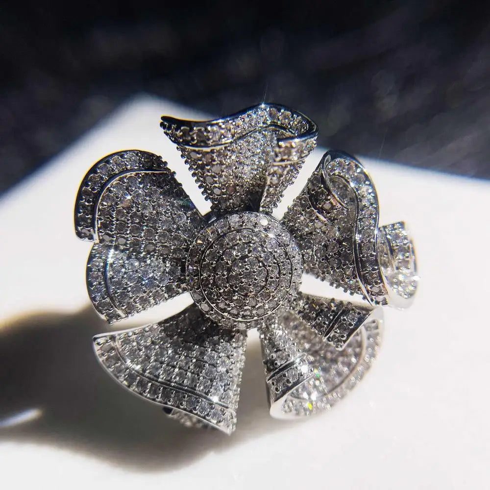 Shiny Diamond Flower Style Women's Ring - Premium  from vistoi shop - Just $24.41! Shop now at vistoi shop