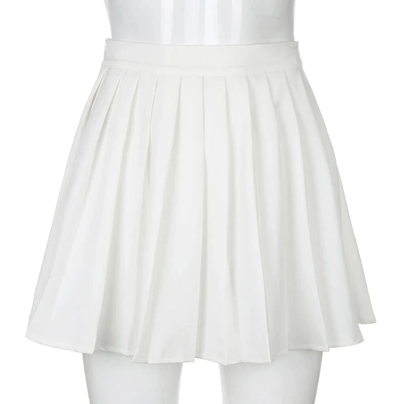 White Pleated Skirt Short Woman Elastic Waist Mini Skirts - Premium  from vistoi shop - Just $39.99! Shop now at vistoi shop