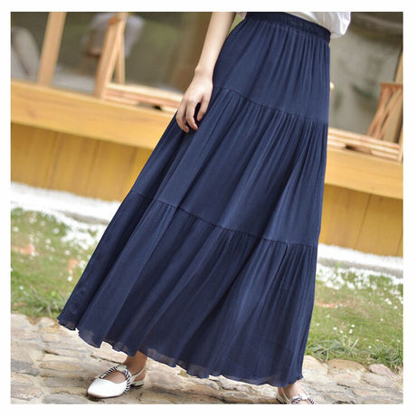 White Long Skirt High Waist Stretch Cotton And Linen Skirts - Premium  from vistoi shop - Just $34.99! Shop now at vistoi shop