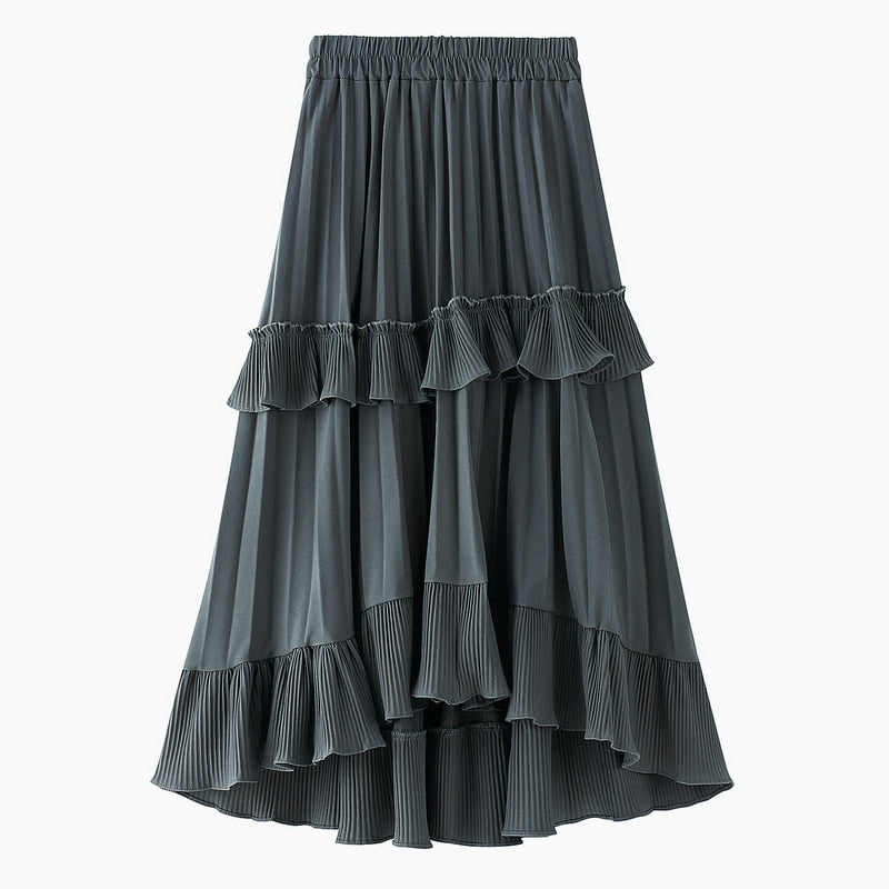 New Autumn Pleated Skirt High Waist Irregular Hem Flouncing 2023 - Premium  from vistoi shop - Just $34.99! Shop now at vistoi shop