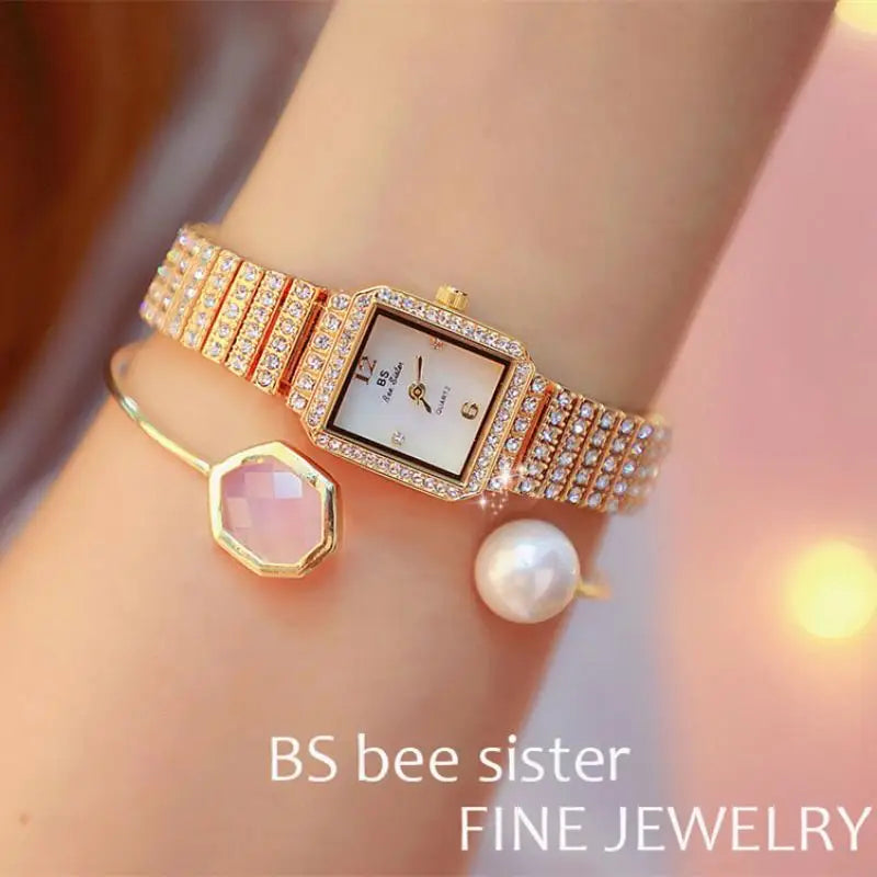 Bee Square Watch Women Gold Stainless Steel Watches Top - Premium  from vistoi shop - Just $36.99! Shop now at vistoi shop