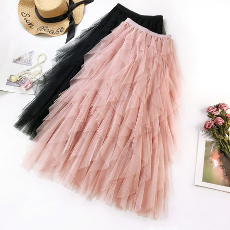 Long Skirt High Waist Ruffles Women Beach Skirts Pink Jupe - Premium  from vistoi shop - Just $29.40! Shop now at vistoi shop