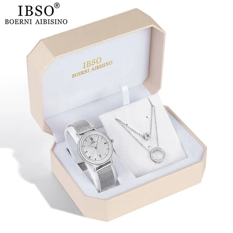 Fashion Creative Crystal Women Watch Set Silver Necklace Quartz - Premium  from vistoi shop - Just $49.99! Shop now at vistoi shop