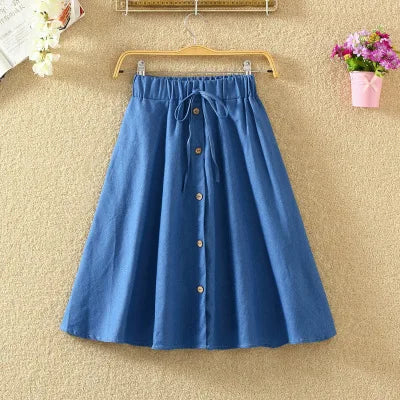 High Waist Skirt Casual Striped Bow Denim Women Solid - Premium  from vistoi shop - Just $19.99! Shop now at vistoi shop