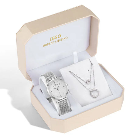 Fashion Creative Crystal Women Watch Set Silver Necklace Quartz - Premium  from vistoi shop - Just $49.99! Shop now at vistoi shop