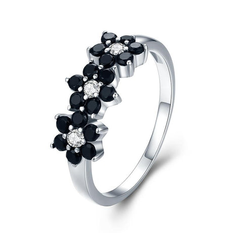 Jewelry Flower Black Wedding Rings for Women Girl Party Gift