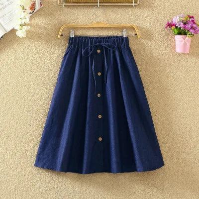 High Waist Skirt Casual Striped Bow Denim Women Solid - Premium  from vistoi shop - Just $19.99! Shop now at vistoi shop