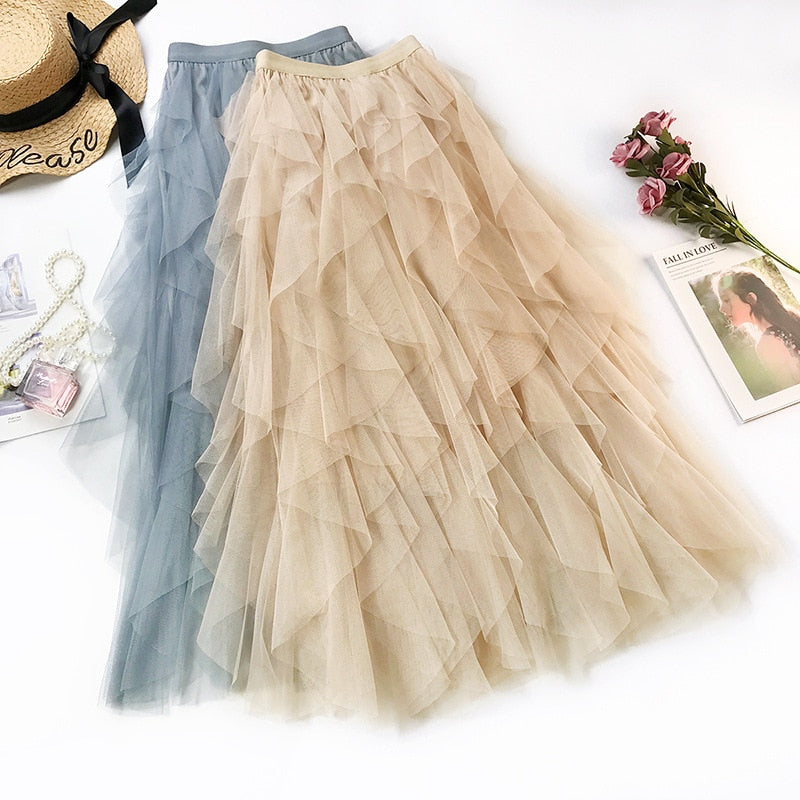 Women Summer Boho White Long Skirt High Waist Ruffles - Premium  from vistoi shop - Just $34.99! Shop now at vistoi shop