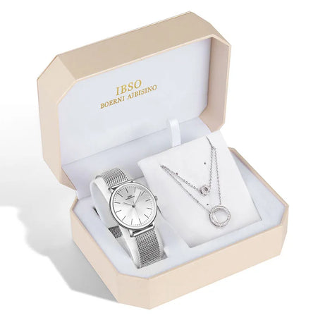 Fashion Creative Crystal Women Watch Set Silver Necklace Quartz - Premium  from vistoi shop - Just $49.99! Shop now at vistoi shop