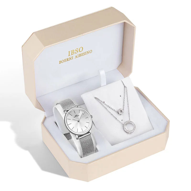 Fashion Creative Crystal Women Watch Set Silver Necklace Quartz - Premium  from vistoi shop - Just $49.99! Shop now at vistoi shop