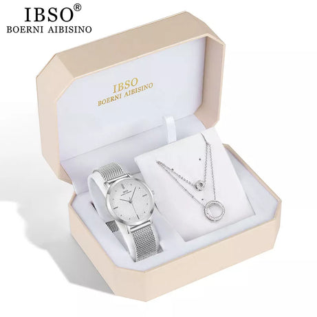Fashion Creative Crystal Women Watch Set Silver Necklace Quartz - Premium  from vistoi shop - Just $49.99! Shop now at vistoi shop