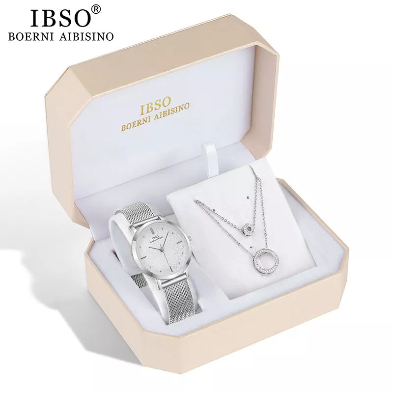 Fashion Creative Crystal Women Watch Set Silver Necklace Quartz - Premium  from vistoi shop - Just $49.99! Shop now at vistoi shop