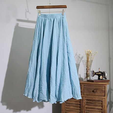 Skirt Linen Cotton Vintage Long Skirts Elastic Waist 2023 The Best - Premium  from vistoi shop - Just $34.99! Shop now at vistoi shop