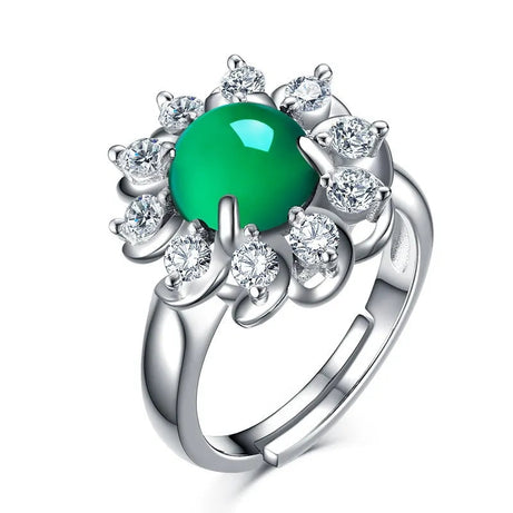 Natural Chalcedony 2 Carat Diamond Style Women's Ring Green Agate - Premium  from vistoi shop - Just $29.99! Shop now at vistoi shop