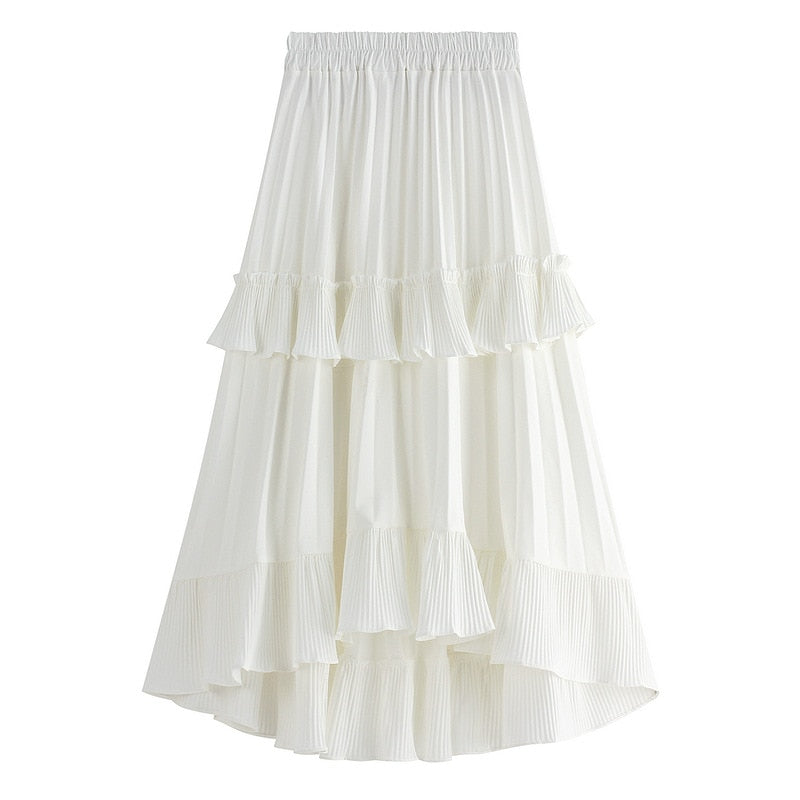 New Autumn Pleated Skirt High Waist Irregular Hem Flouncing 2023 - Premium  from vistoi shop - Just $34.99! Shop now at vistoi shop