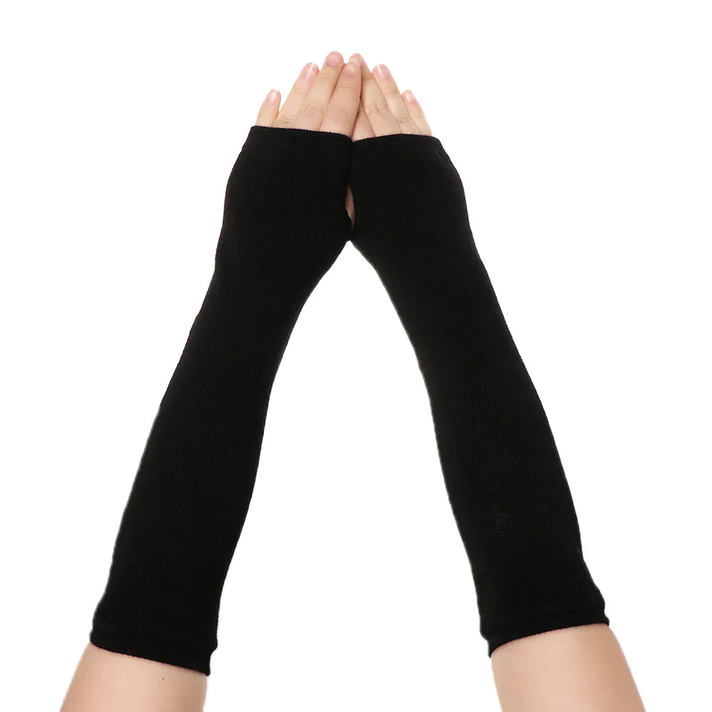 Women Girls Hand Arm Warmer Fingerless Cotton Long Glove - Premium  from vistoi shop - Just $24.99! Shop now at vistoi shop
